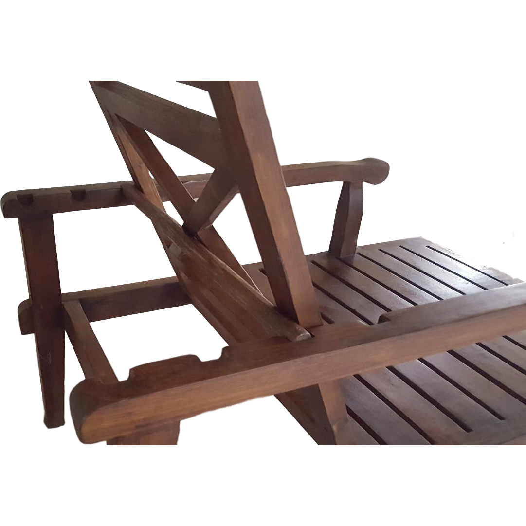 Teak Wood Reclining Luxury Lounger With Ottoman