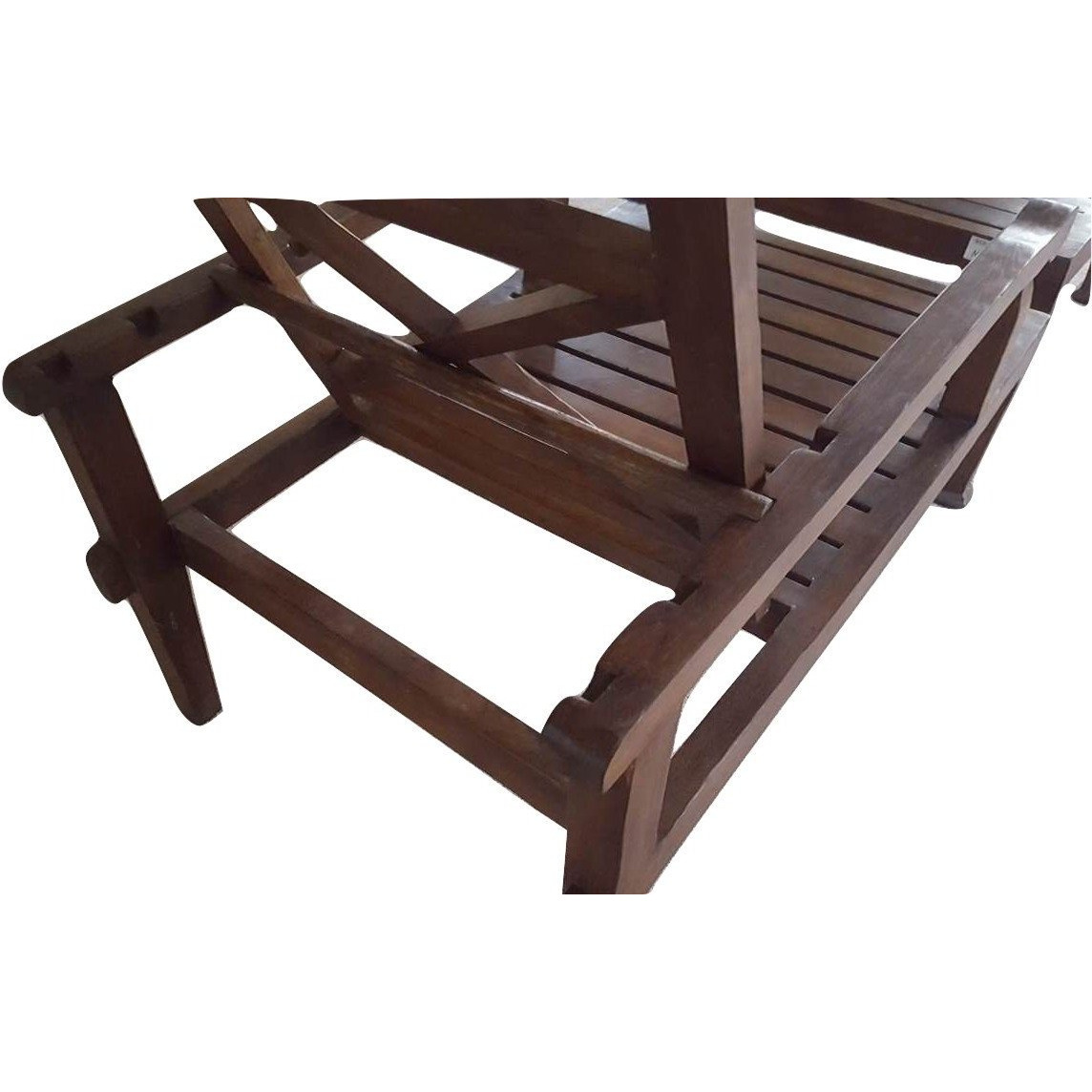 Teak Wood Reclining Luxury Lounger With Ottoman