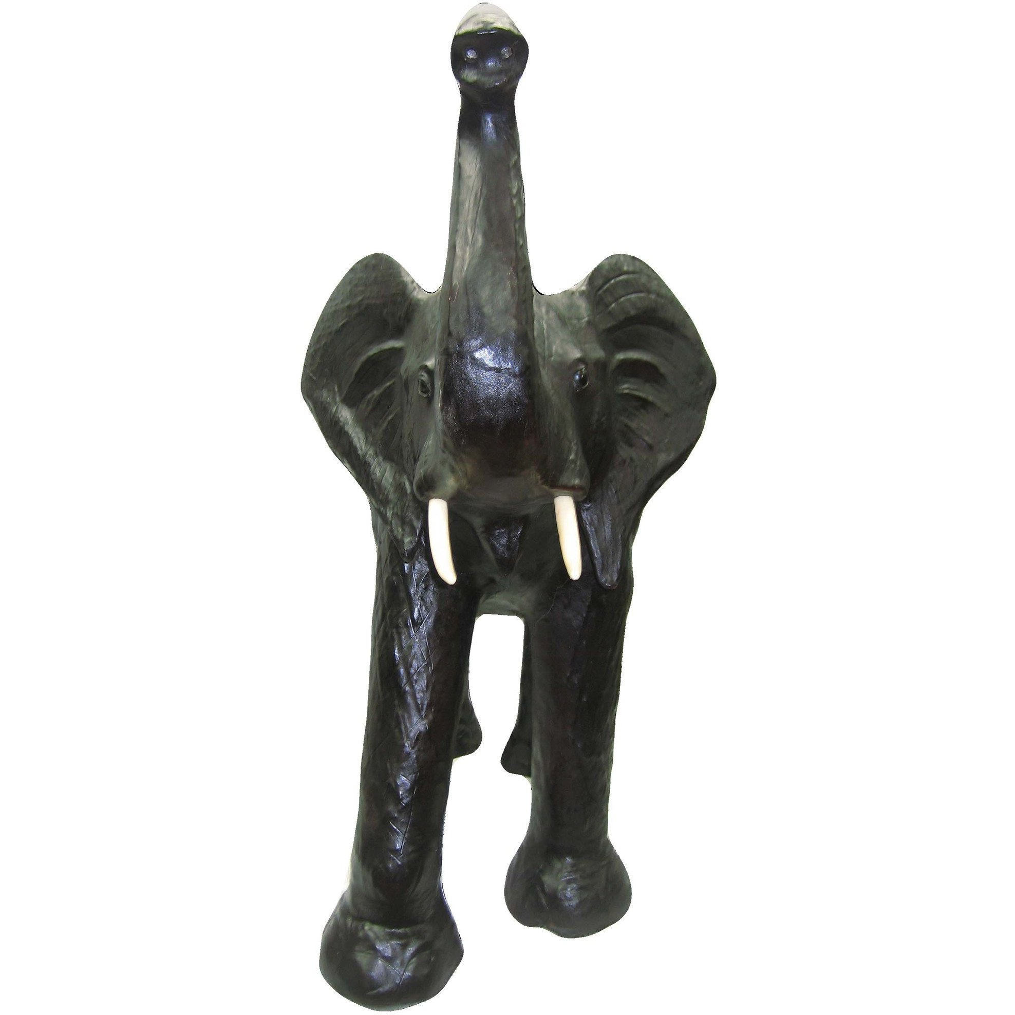 Hand Made Paper Mache Leather African Elephant 34 Inch Tall