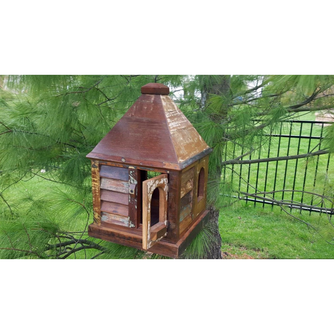 Rustic Log Reclaimed Wood Big Bird House