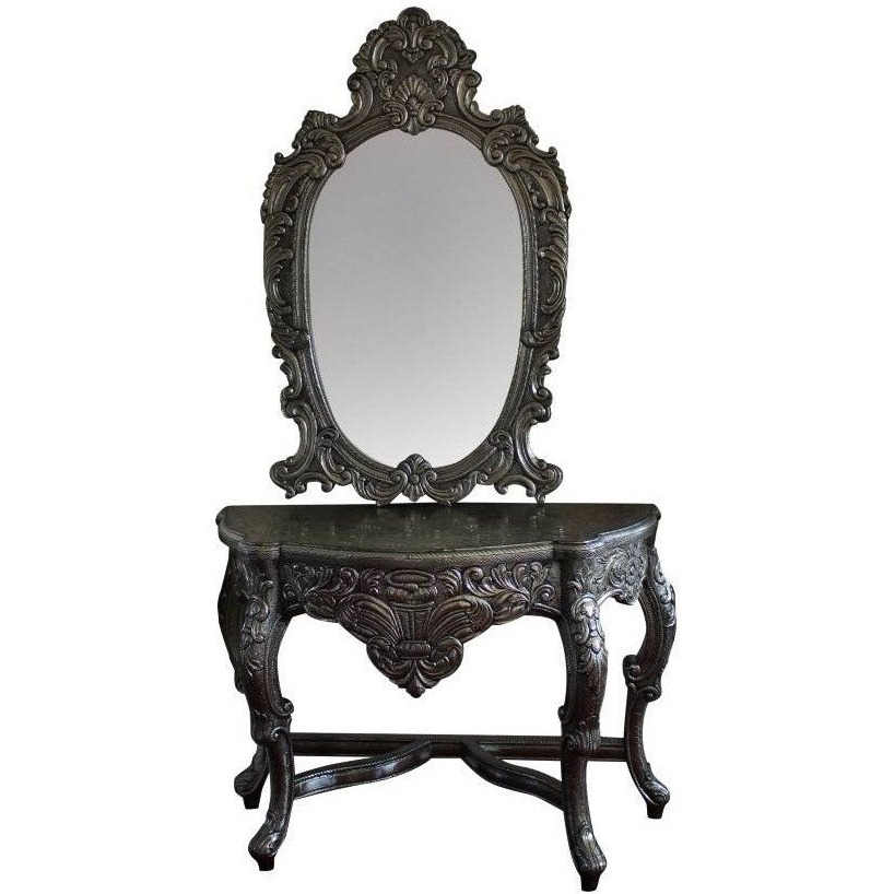 Blackened Silver Royal  Dressing Table  & Mirror set