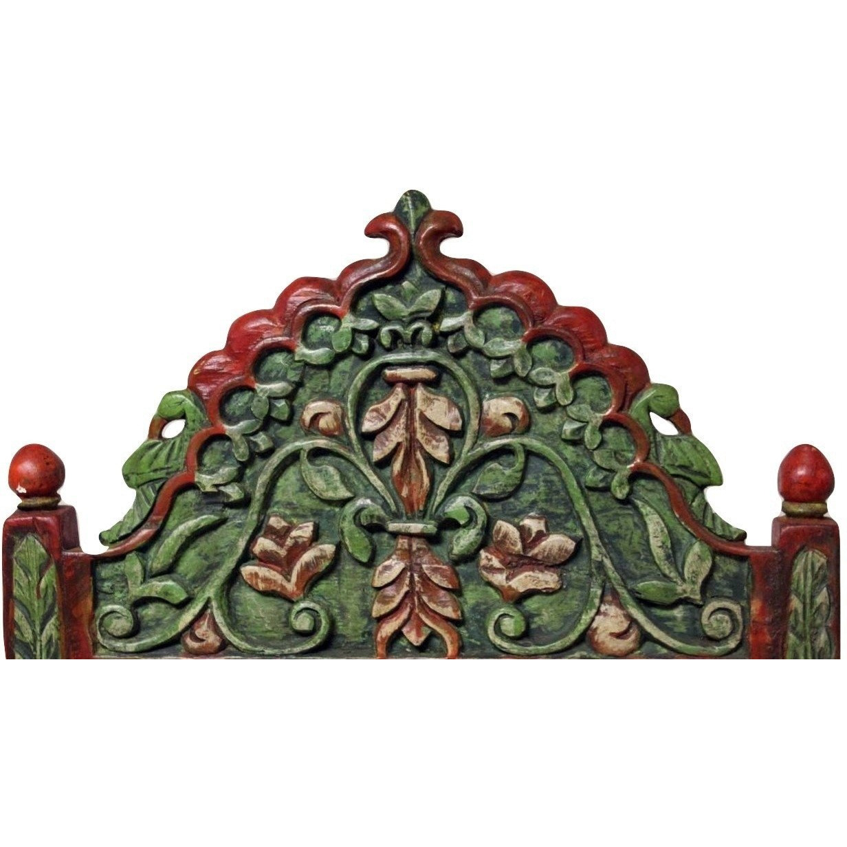 HAND PAINTED WOODEN CARVED LOW CHAIRS - Set of 2