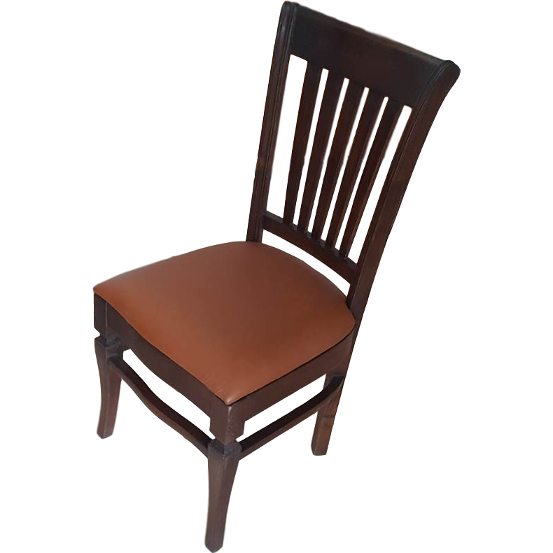 Hand Carved Teak Wood Leather Dining Chairs - Set of 6