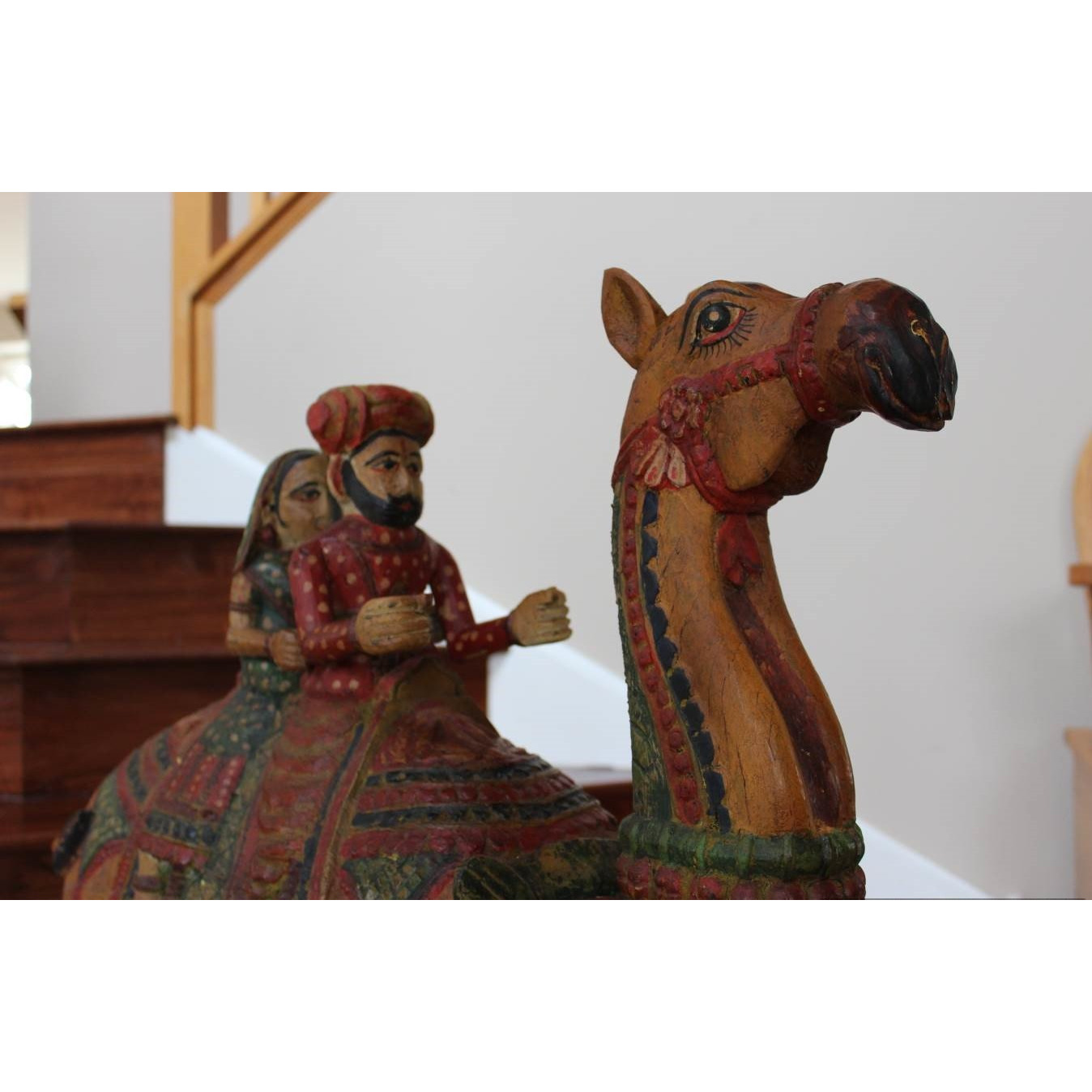 Wooden Carved Hand Painted Dhola Maru - Big Camel with Riders