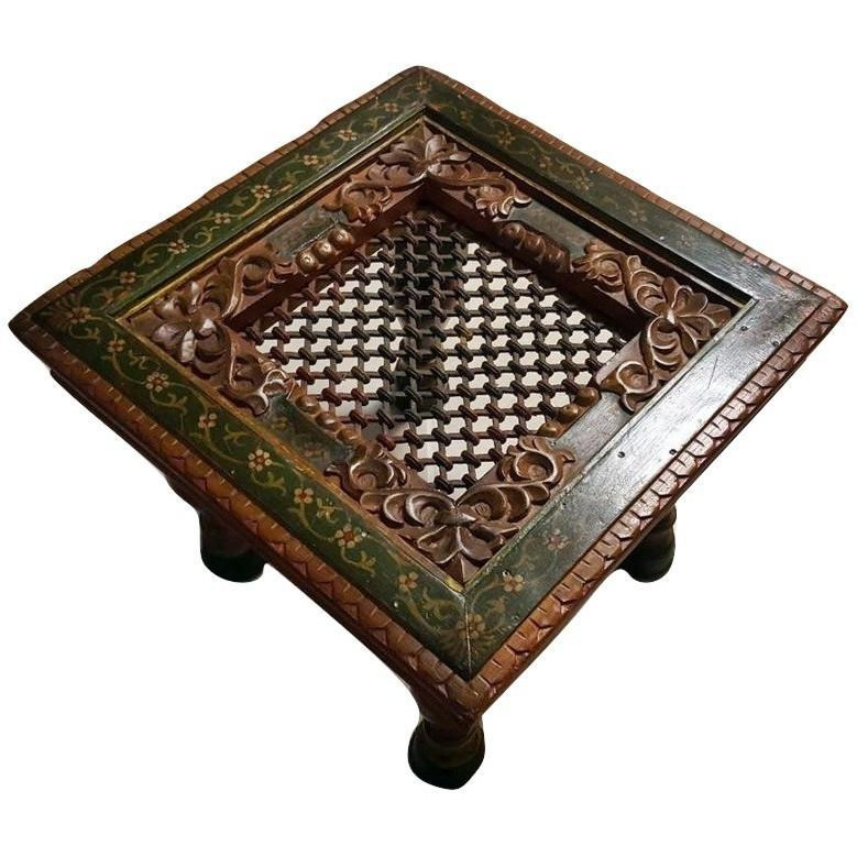 Handmade  Hand Painted Wooden Carved traditional Coffee Table