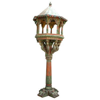 Oversized Hand Made Wooden Carved Bird House - Chabutro