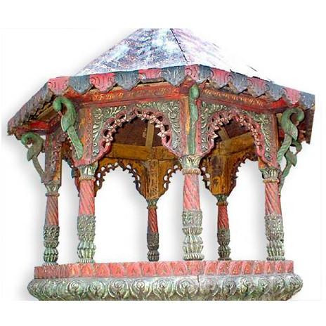 Oversized Hand Made Wooden Carved Bird House - Chabutro