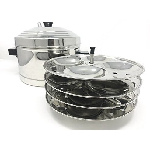 Tabakh 4-Rack Stainless Steel Idli Cooker With Stand (Size: IC-204-4-RACK)