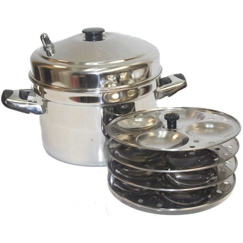 Tabakh 4-Rack Stainless Steel Idli Cooker With Stand (Size: IC-204-4-RACK)