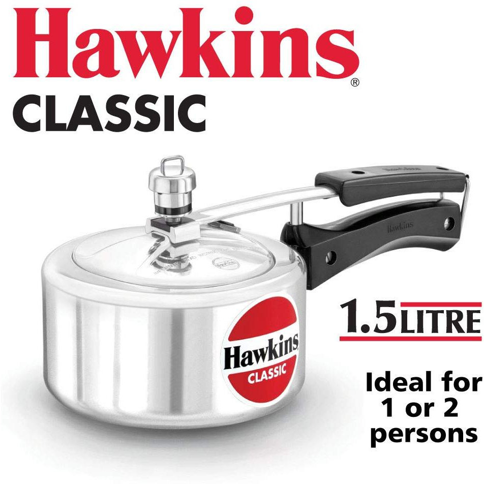 HAWKIN Classic CL15 1.5-Liter New Improved Aluminum Pressure Cooker, Small, Silver