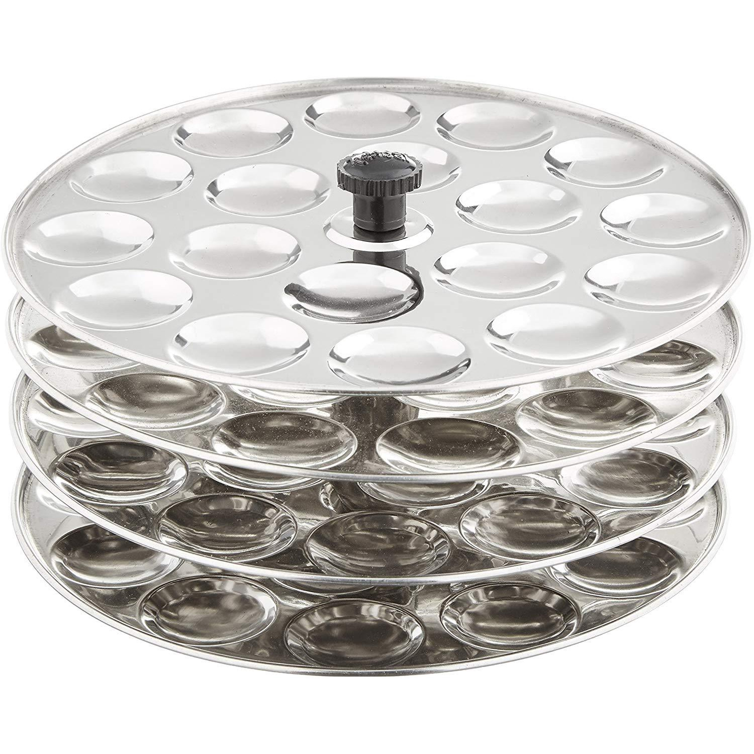 Tabakh 4-Rack Stainless Steel Mini Idli Stand, Makes 72 Idlys