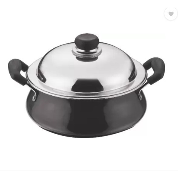 Vinod Black Pearl Plus Handi 3.8 L with Lid (Hard Anodised, Non-stick, Induction Bottom)