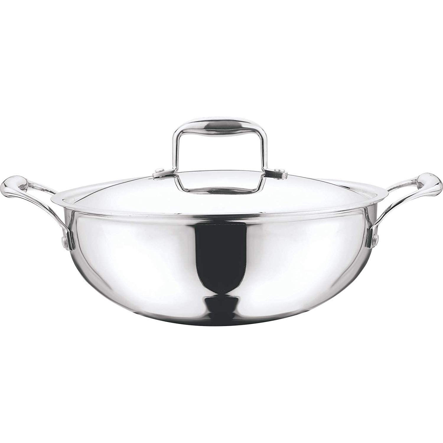 Vinod Platinum Extra Deep Kadai for Home and Kitchen (22cm_1.8 LTR), stainless steel