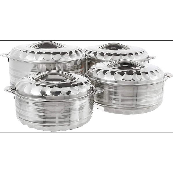 Tabakh Stainless Steel Cold Hot Pot Food Insulated Casserole Double Wall 4pc Set