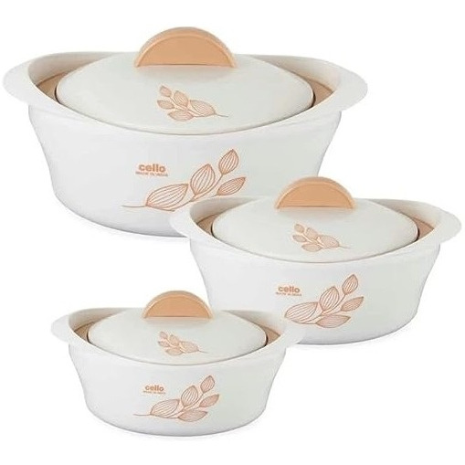 Cello Maple Pack of 3 Thermoware Casserole Set (500 ml, 1000 ml, 1500 ml)