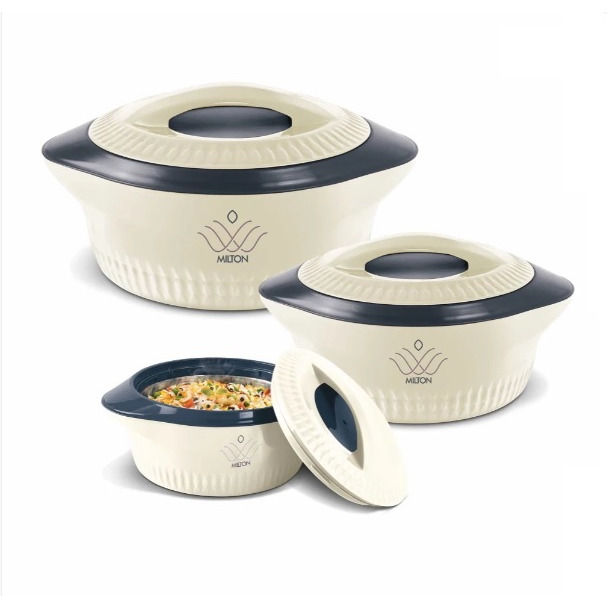 MILTON Casserole Royal Regular Gift Set 3 Pcs Set Hotpot (1000ml, 1500ml and 2000ml)CREAM