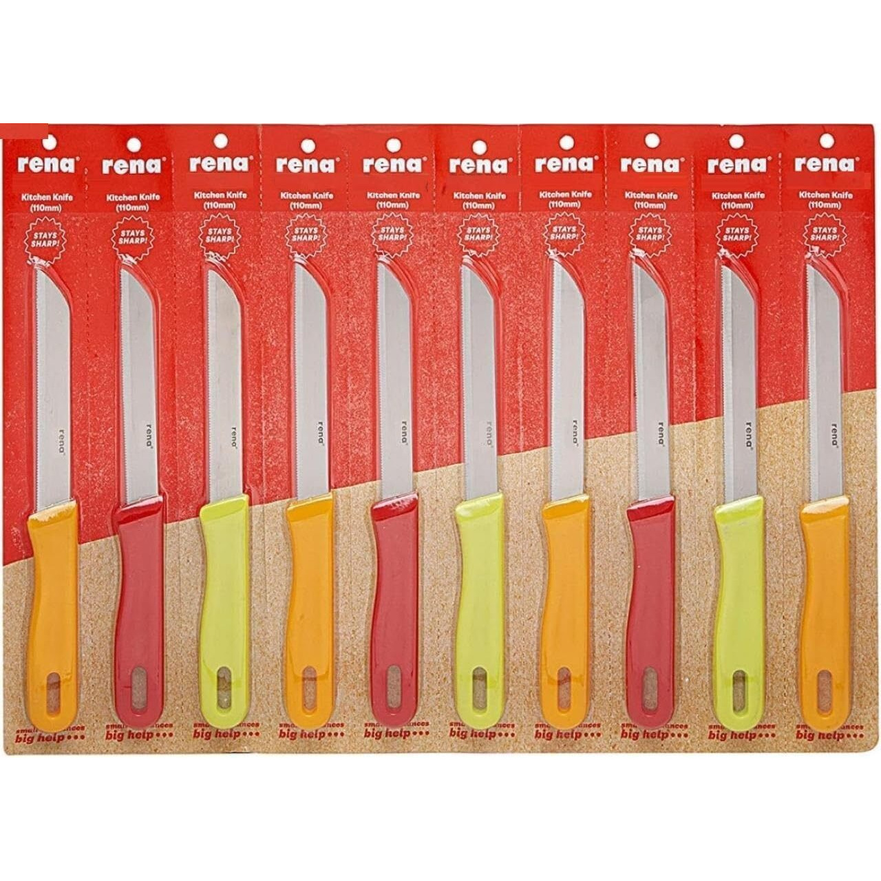 Rena germany Serrated Stainless Steel Blister Card Knife Set, 90mm, 10-Pc